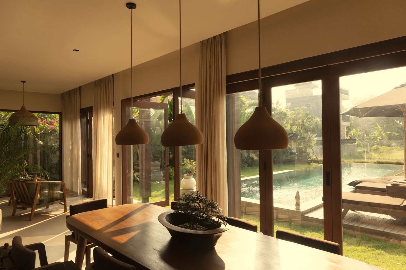 Dining area looking out to the pool