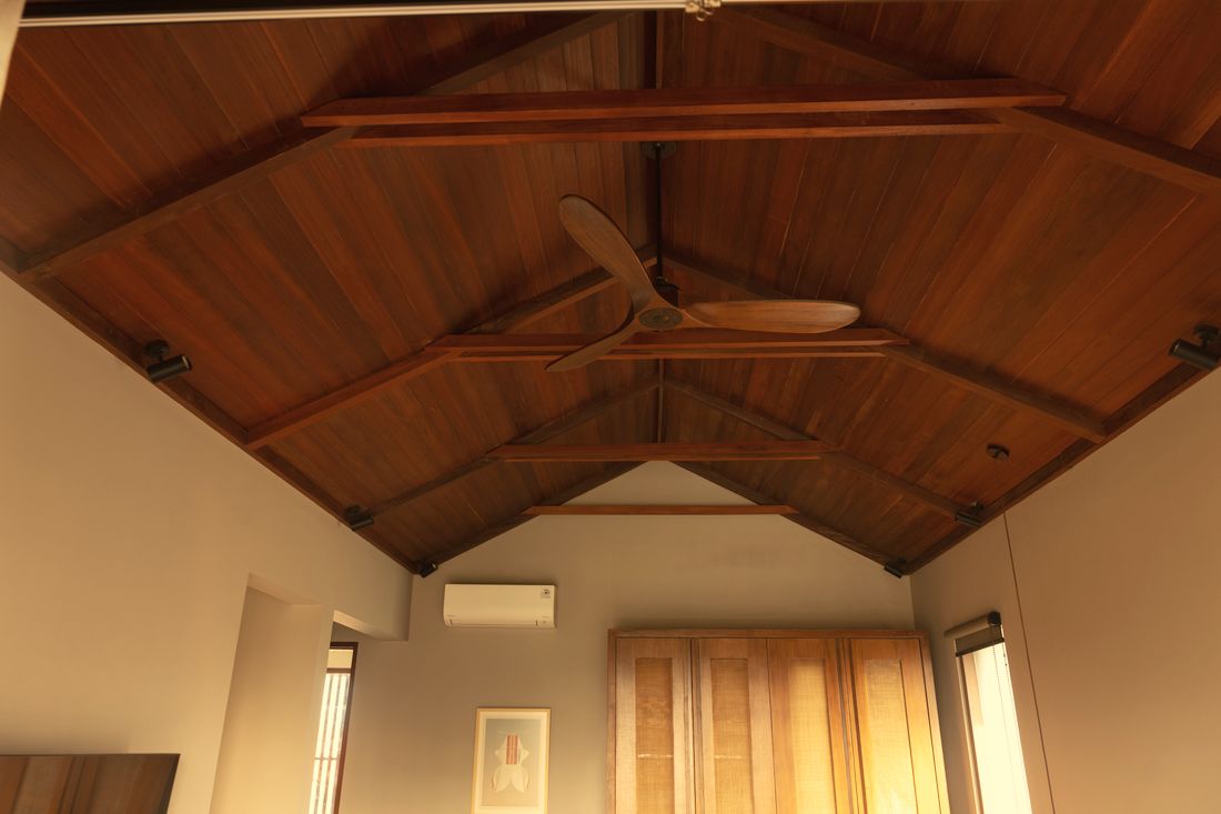 Pitched ironwood ceiling